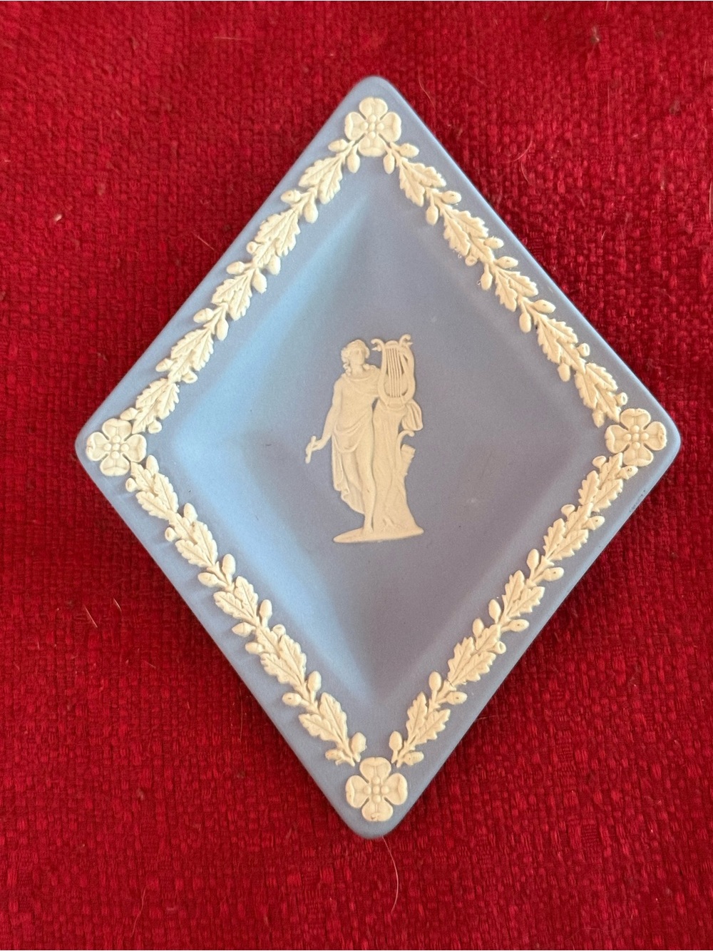 Blue Jasperware Trinket Dish with White Relief